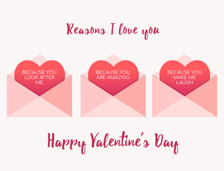 Szablon projektu Warm Valentine's Day Wishes With Envelopes Postcard 4.2x5.5in