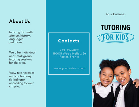 Ontwerpsjabloon van Brochure 8.5x11in van Tutor Services-aanbieding met lachende kinderen