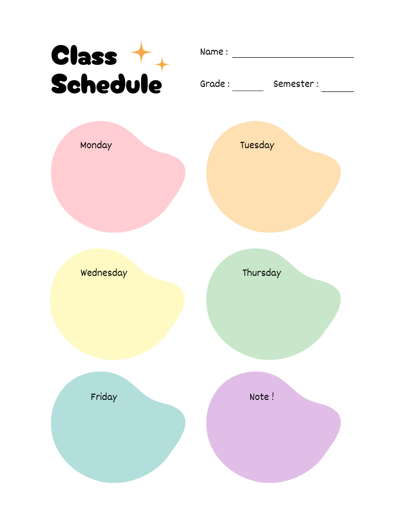 Designvorlage Study Timetable Class für Notepad 8.5x11in