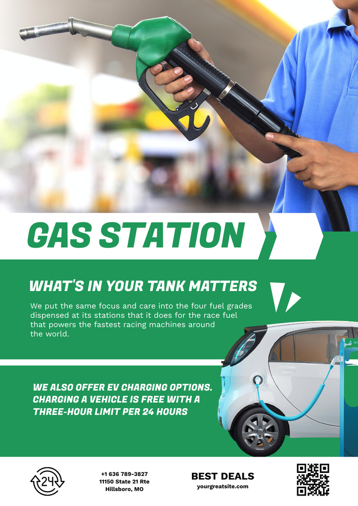 Car Gas Station Ad Poster Design Template