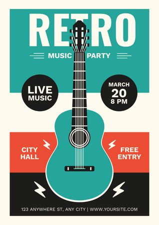 Live Retro Music Festival Poster Design Template