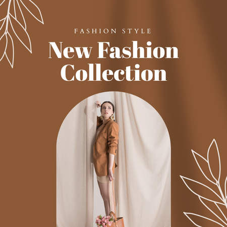 Plantilla de diseño de Promoción de colección de ropa artística en marrón Instagram 