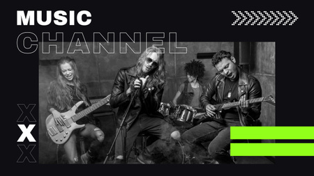 Music Channel Offer with Rock Band Youtube Design Template
