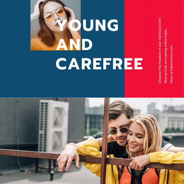 Fashion Ad with Young Couple in City Animated Post Design Template