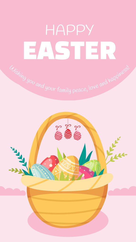 Template di design Easter Greeting with Colorful Eggs in Basket Instagram Story