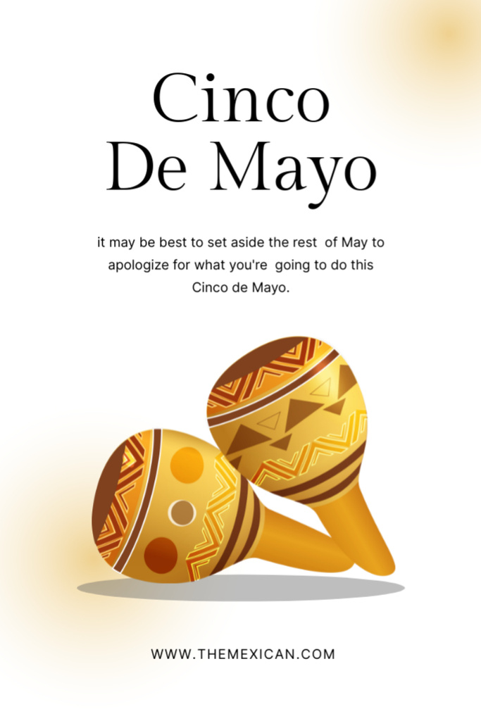 Holiday Cinco de Mayo Inspirational Wish With Colorful Maracas Postcard 4x6in Vertical Design Template