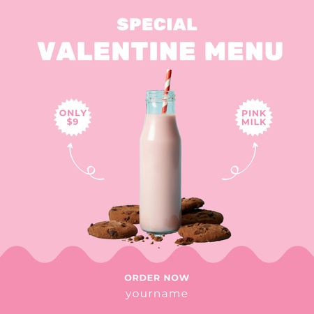 Designvorlage Sonderangebotspreise für das Valentinstag-Spezialmenü für Instagram AD