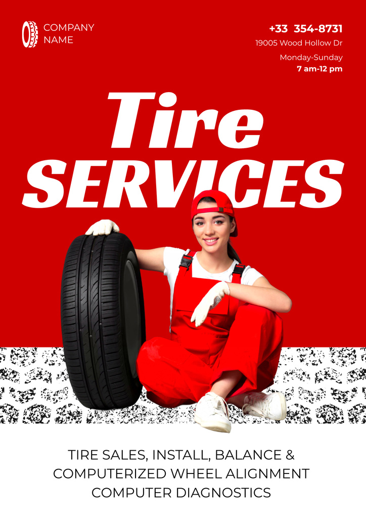 Designvorlage Car Tire Services Offer für Poster