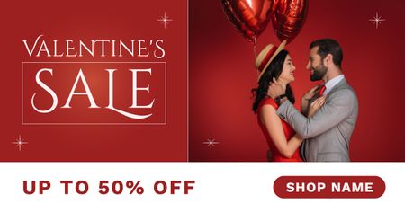 Plantilla de diseño de Venta de San Valentín con hermosa pareja joven Facebook AD 