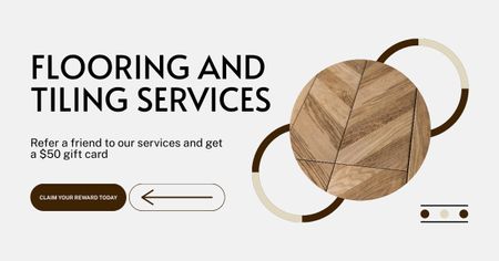 Реклама услуг по укладке напольных покрытий и плитки с деревянным полом Facebook AD – шаблон для дизайна