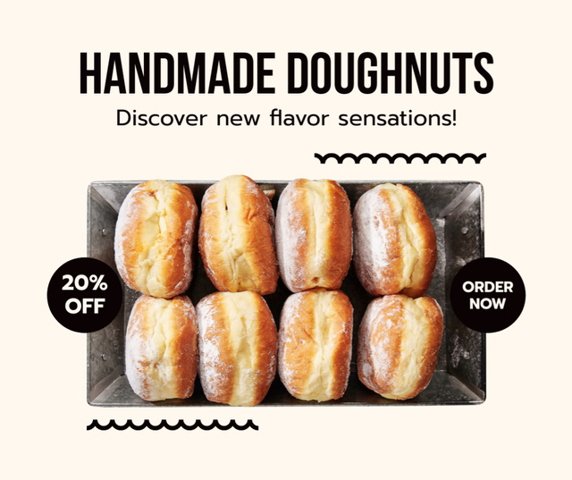 Offer of Handmade Doughnuts Facebook tervezősablon