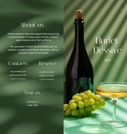 Bottle of Wine with Grapes Brochure Din Large Bi-fold Design Template