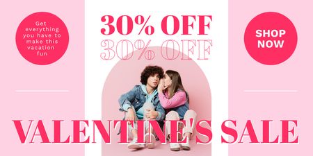 Valentine's Day Sale with Young Couple in Love Twitter Design Template