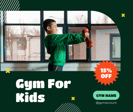 Kid in doing Workout in Gym Facebook Design Template