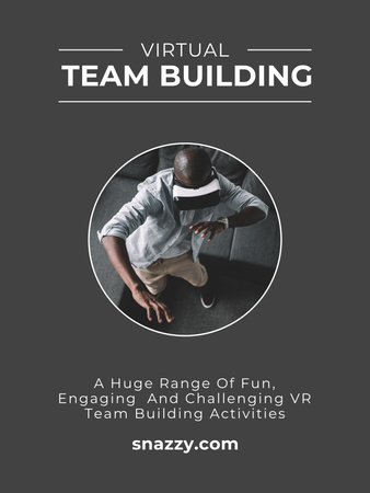 African American Man on Virtual Team Building Poster US Design Template