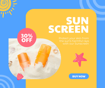 Designvorlage Sonnenschutzlotionen im Angebot für Facebook