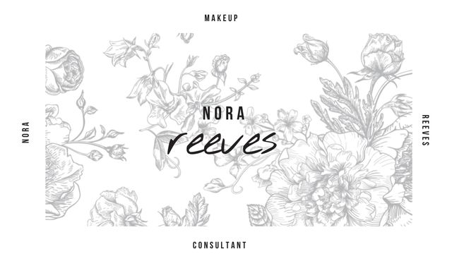 Modèle de visuel Flowers Illustration in Contour - Business card