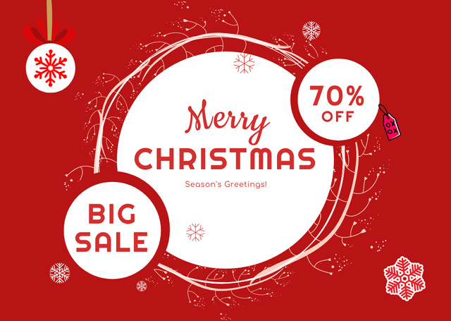 Christmas Big Sale Red and White Card – шаблон для дизайну