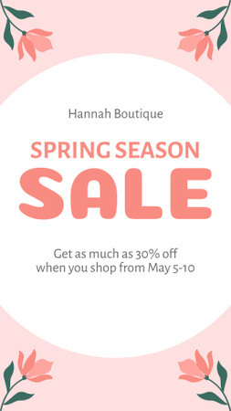 Spring Sale with Pink Flowers Instagram Story Design Template
