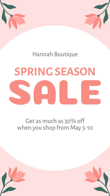 Designvorlage Spring Sale with Pink Flowers für Instagram Story