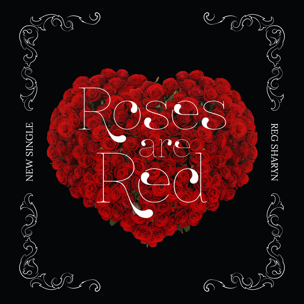 Red roses in heart shape Album Cover Tasarım Şablonu