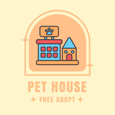 Pets Shop Ad with Dog House  Logo Design Template