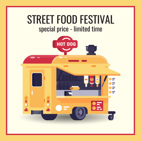Street Food Festival Ad with Booth Instagram Design Template