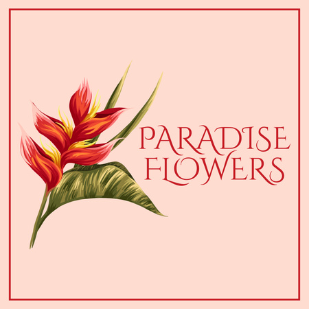 Flower Shop Ad with Creative Floral Illustration Logo Design Template