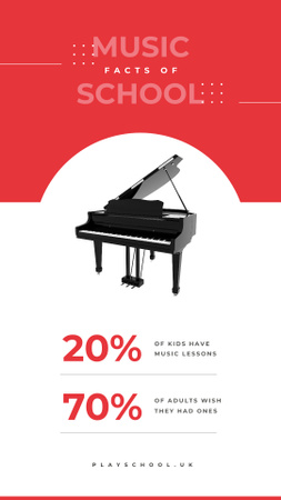 Music school facts with Black grand piano Instagram Story Design Template