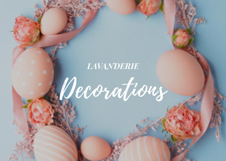 Easter Holiday Decorations with Flowers Flyer A6 Horizontal Design Template