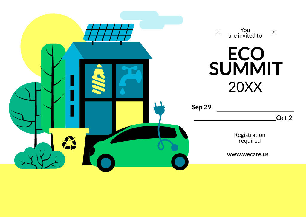 Eco Meeting Invitation with Sustainable Technologies Flyer A6 Horizontal Tasarım Şablonu