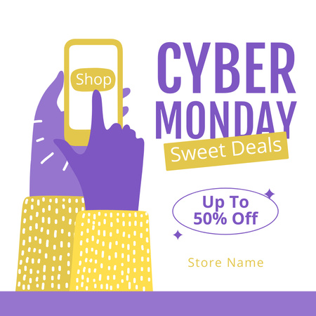 Sweet Deals of Cyber Monday Instagram AD Design Template