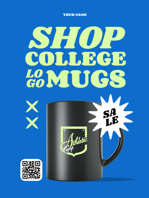 Template di design Best Deals on College Merchandise on Blue Poster US