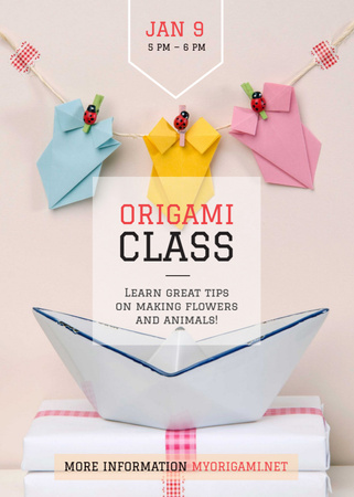 Origami Classes Invitation Paper Garland Flayer Modelo de Design