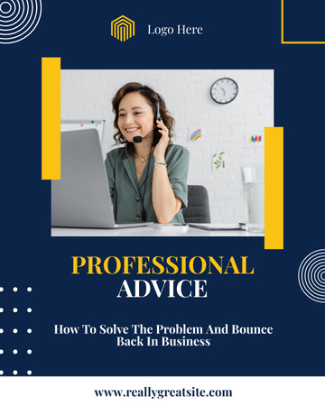 Professional Business Advice with Young Businesswoman Instagram Post Vertical Tasarım Şablonu