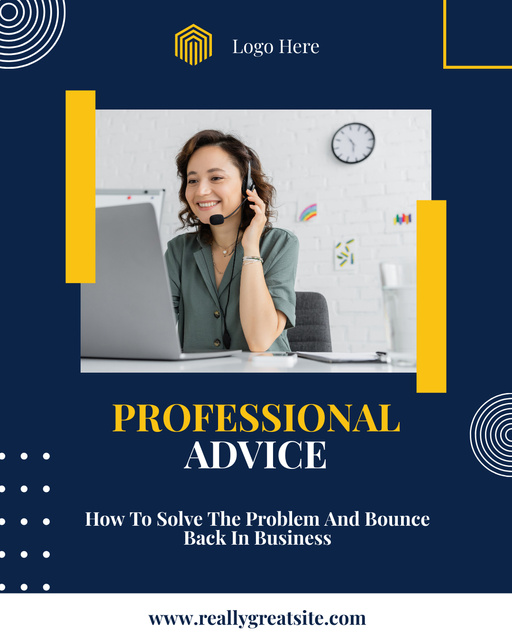 Professional Business Advice with Young Businesswoman Instagram Post Verticalデザインテンプレート