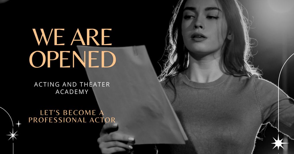 Platilla de diseño Announcement of Opening of Theater Academy Facebook AD