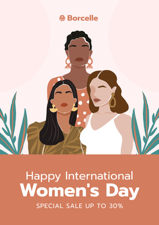 Designvorlage Internationaler Frauentag mit Sonderangebot für Poster