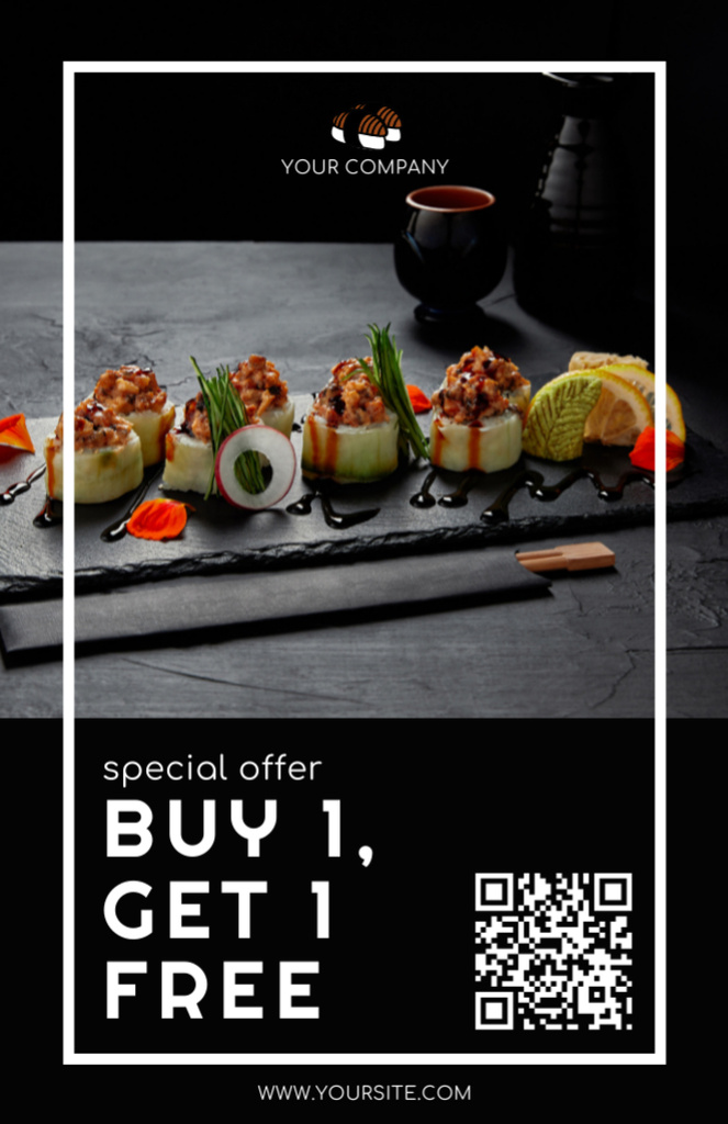 Special Offer with Delicious Sushi Recipe Cardデザインテンプレート