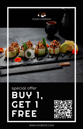Special Offer with Delicious Sushi Recipe Card Design Template