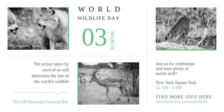 Plantilla de diseño de World Wildlife Day with Animals in Natural Habitat Twitter 