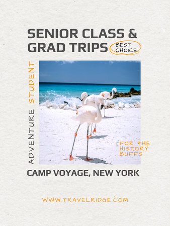 Designvorlage Angebot für Studentenausflüge mit Flamingos am Strand für Poster US
