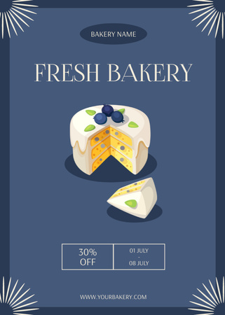 Platilla de diseño Fresh Cakes and Bakery on Blue Flayer