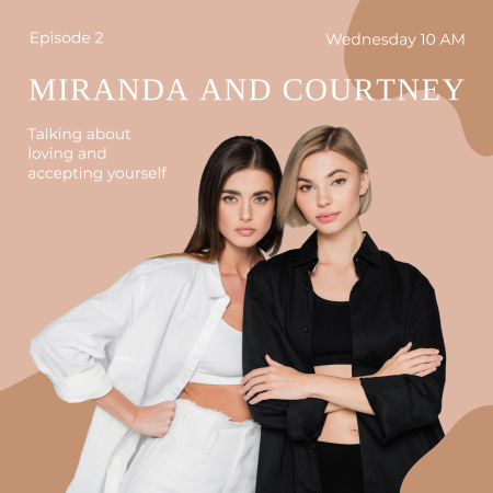 Capa de Podcast Self Love com duas mulheres Podcast Cover Modelo de Design