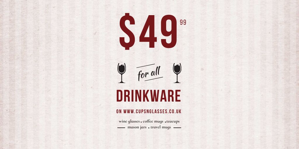 Modèle de visuel Drinkware Offer with Wine Glasses - Twitter