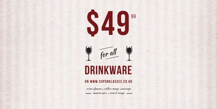 Designvorlage Drinkware Offer with Wine Glasses für Twitter