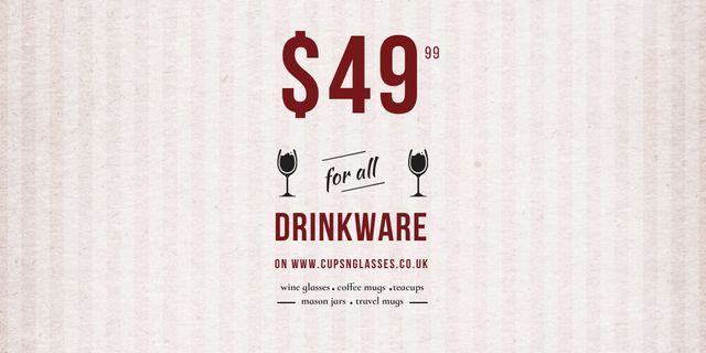 Drinkware Offer with Wine Glasses Twitter Design Template