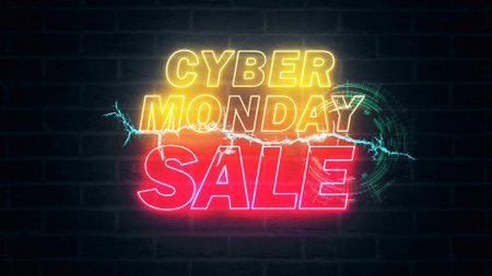 Bright And Colorful Cyber Monday Sale Zoom Background Design Template