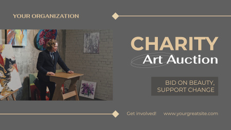 Charity Art Auction Announcement With Slogan Full HD video Design Template