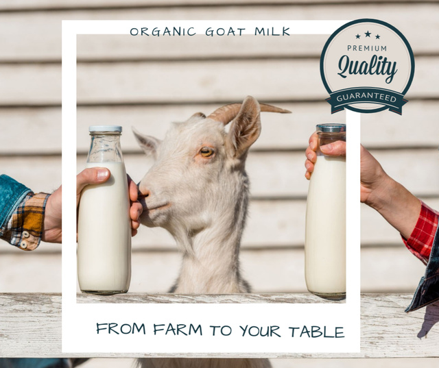 Designvorlage Sale Offer Organic Goat Milk für Facebook